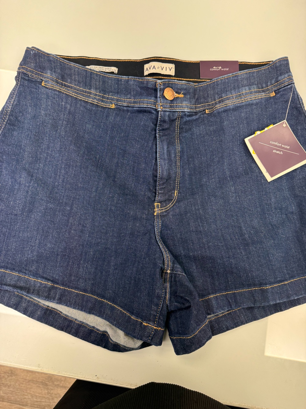 Ava & Viv Indigo Denim Stretch Waist Women's Shorts